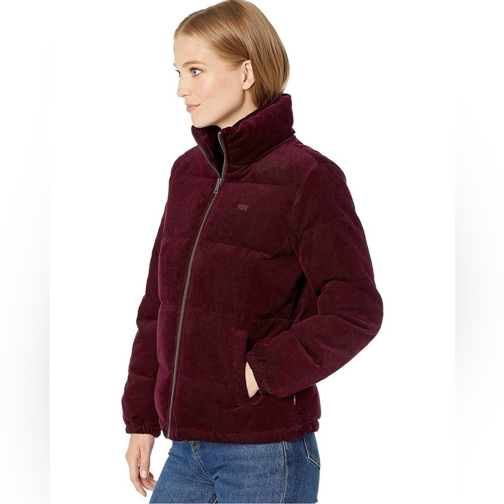 Levi's Zoe Corduroy Jacket Size XXL Full Zip Coat Burgundy Puffer Red Purple - Picture 8 of 17